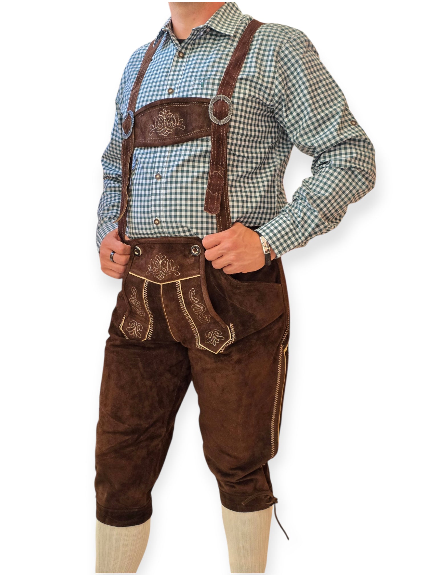 Oktoberfest ruudullinen kauluspaita Premium, vihreä (M-5XL)