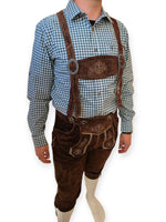 Aidot Oktoberfest Lederhosen nahkahousut, pitkälahkeinen ruskea