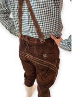 Aidot Oktoberfest Lederhosen nahkahousut, pitkälahkeinen ruskea