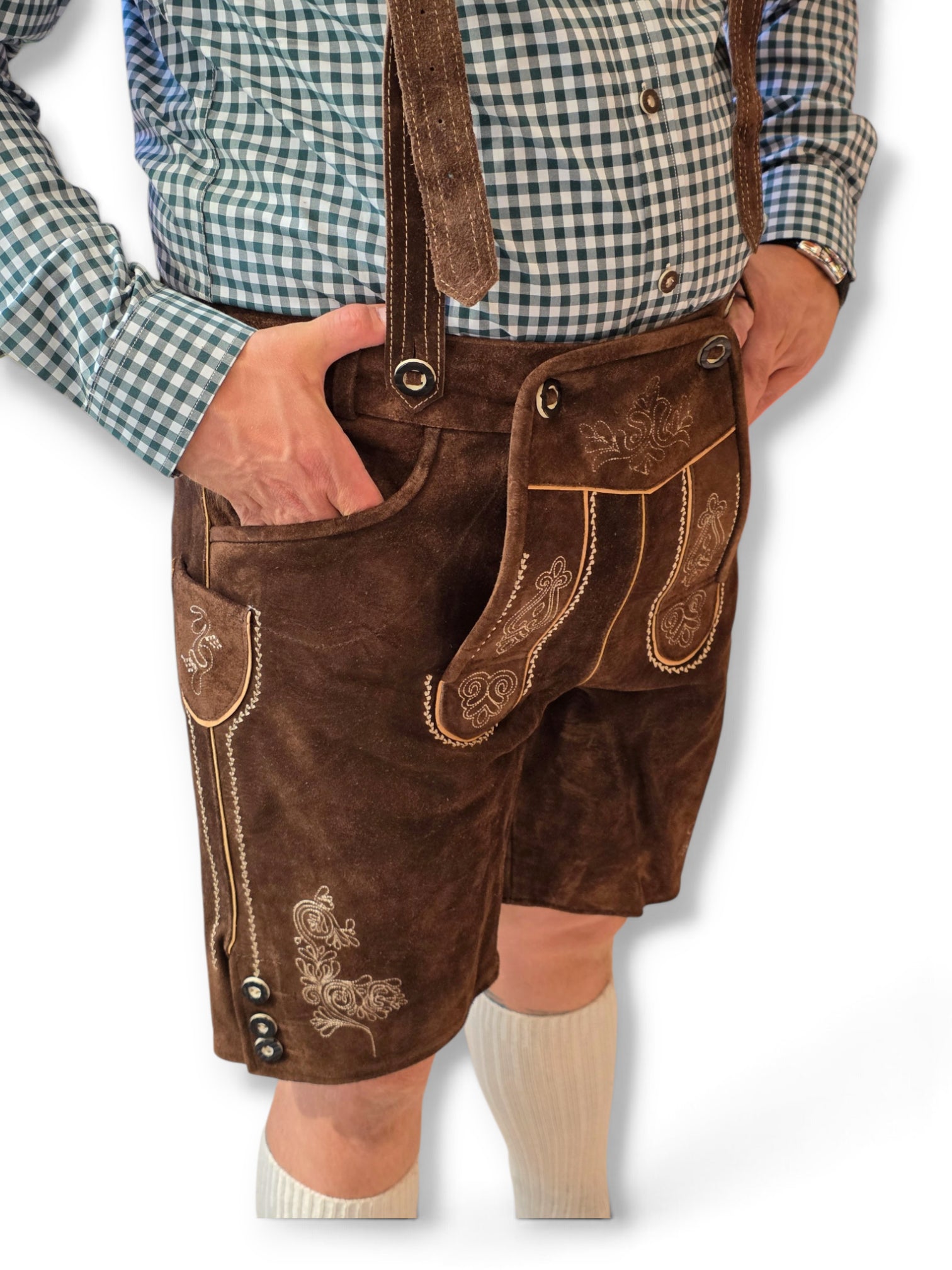 Aidot Oktoberfest Lederhosen nahkahousut, ruskea