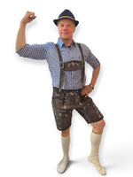 Oktoberfest ruudullinen kauluspaita Premium, sininen (M-5XL)
