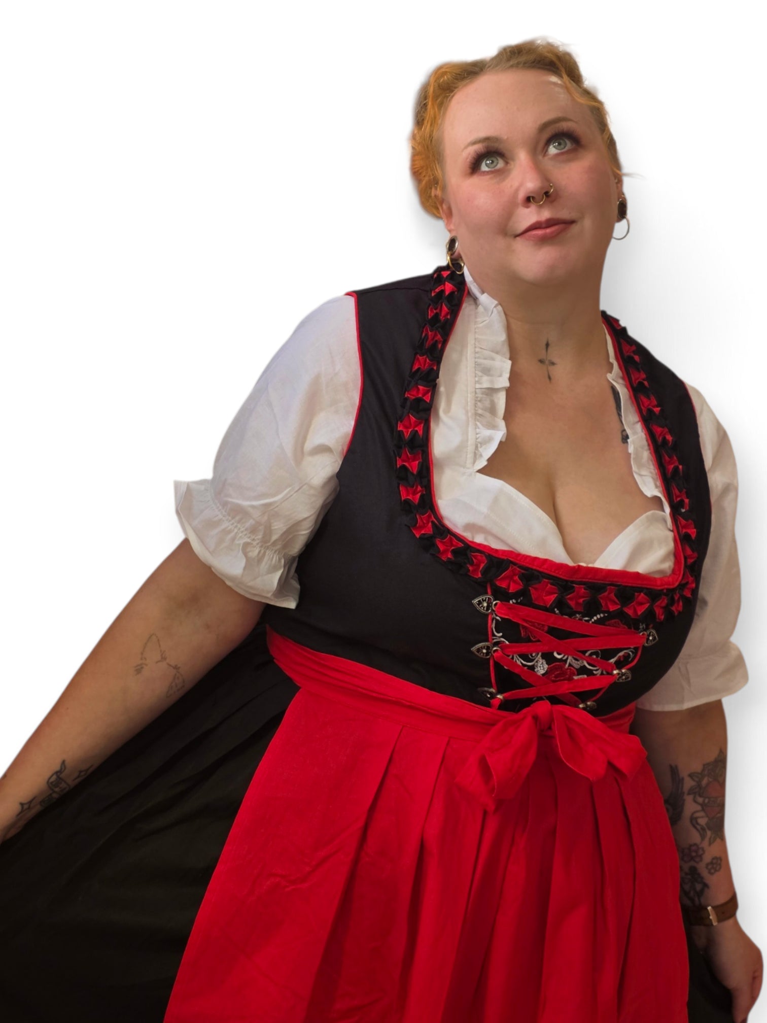 Aito Dirndl -asu Brigitte (mekko, paita ja essu), isot koot