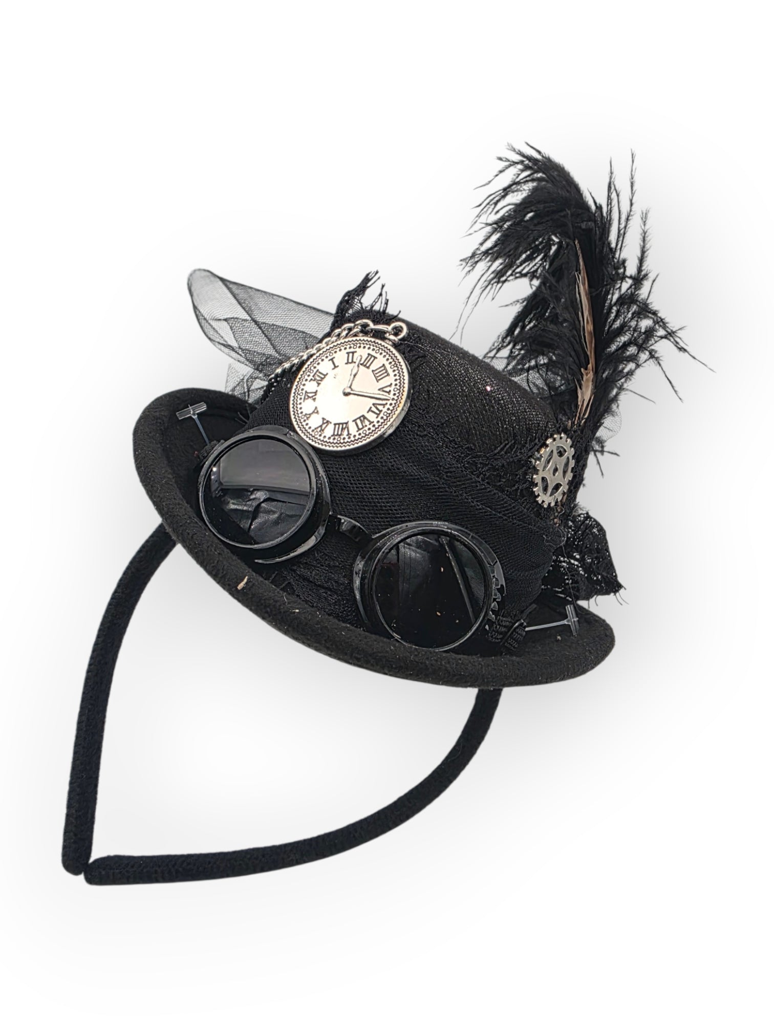 Steampunk minihattu, musta
