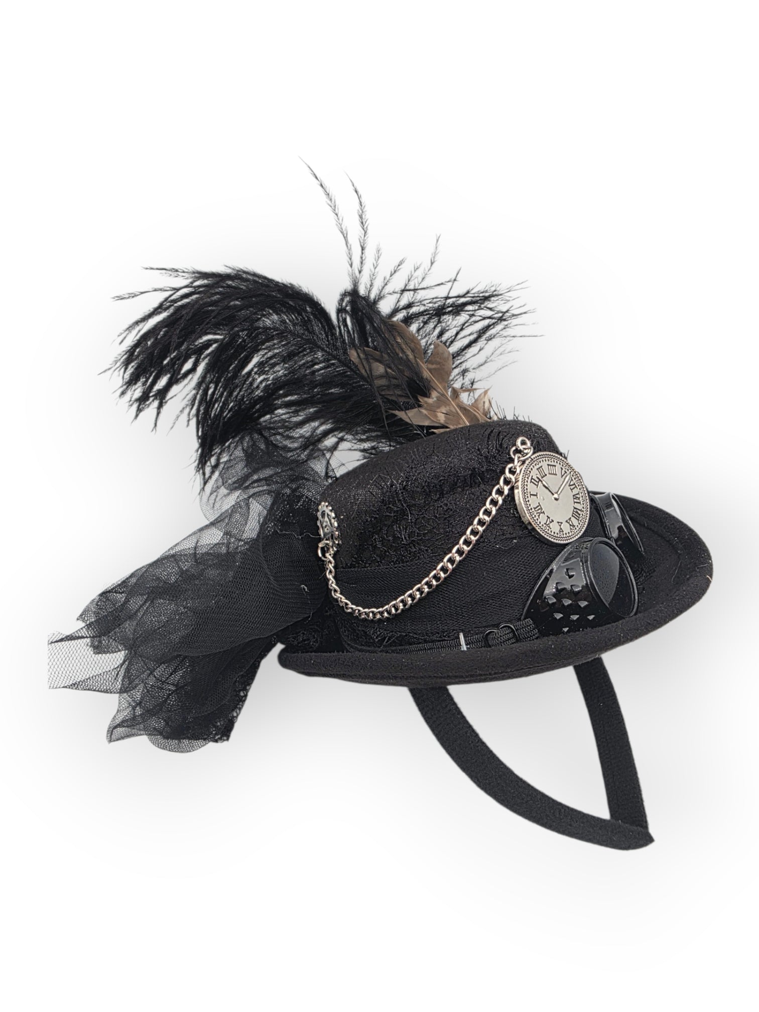 Steampunk minihattu, musta