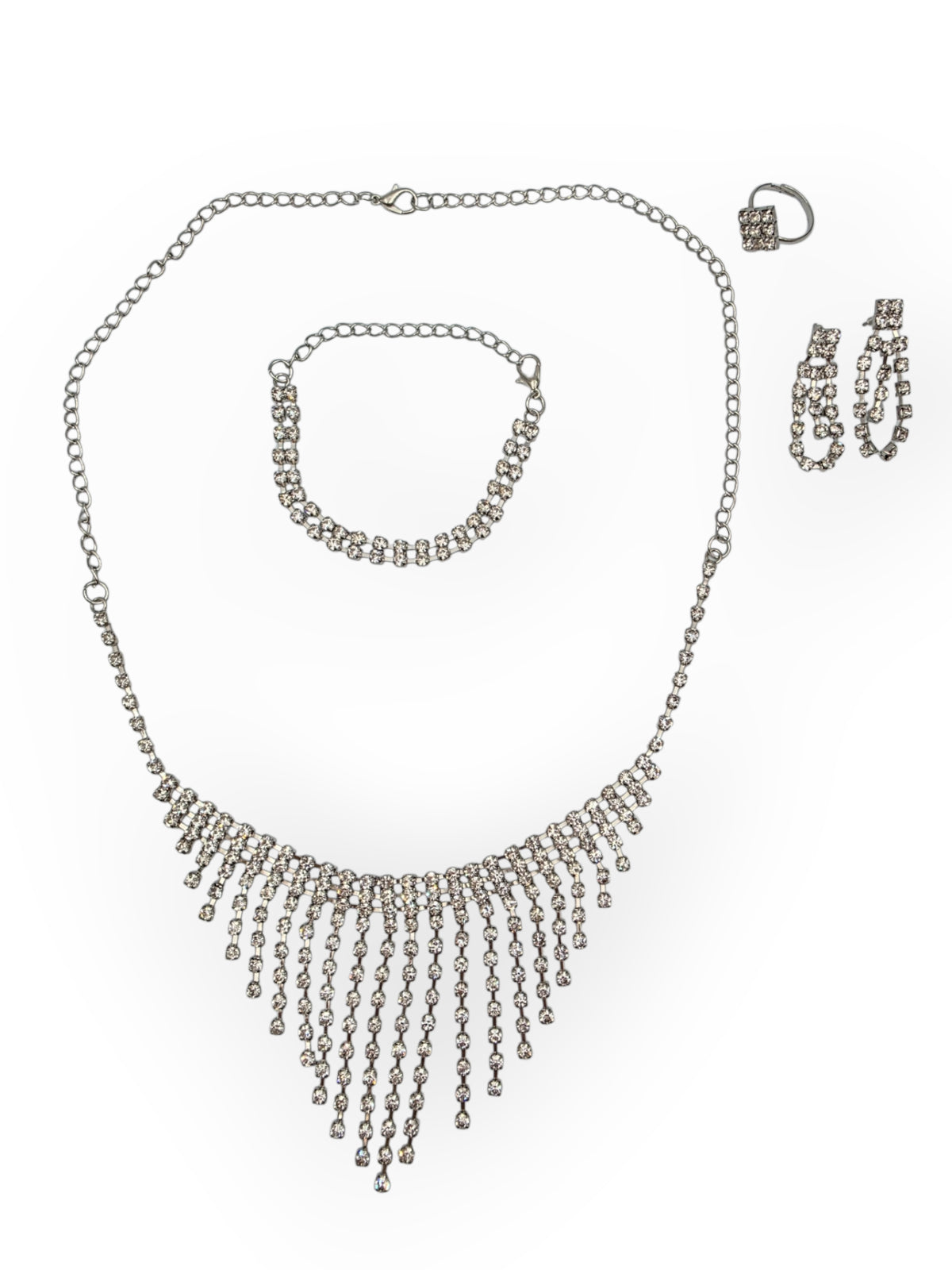 Korusetti Silver Diamond (kaulakoru, korvikset, rannekoru ja sormus)