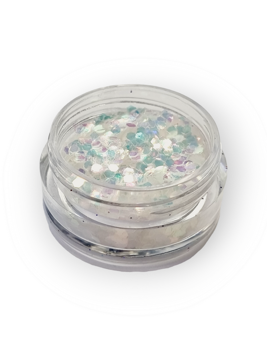 Hologrammivalkoinen irtoglitter Snow White