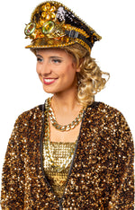 Paljettipintainen koppalakki + gogglesit Golden Soldier