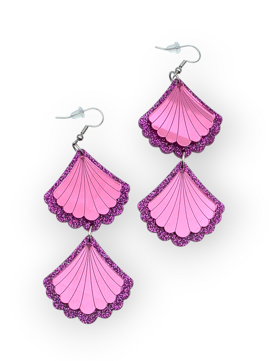 Ruffle Army korvakorut Double Shiny Seashell, pink