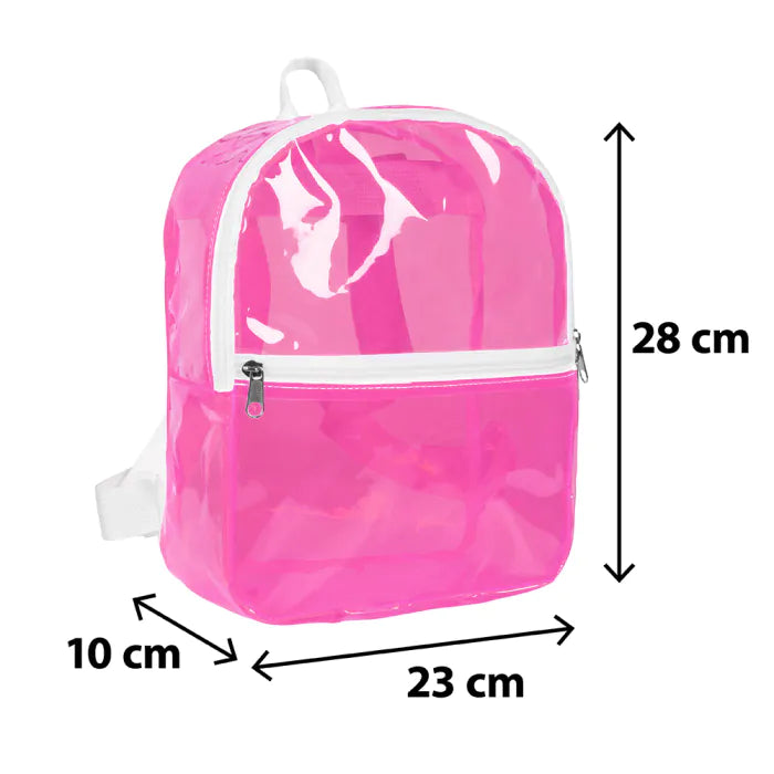 90s Läpinäkyvä reppu, neonpinkki (UV)