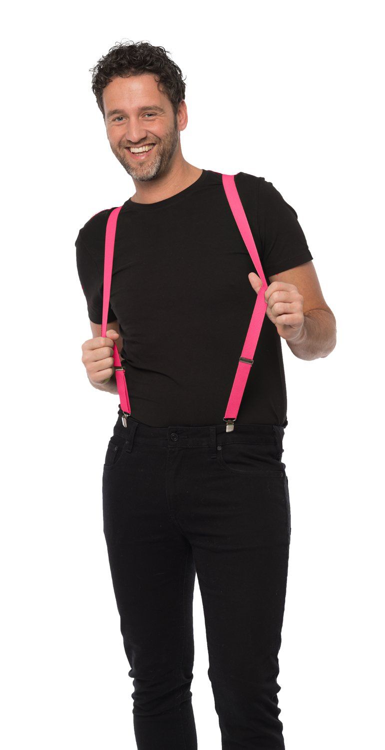 Kapeammat henkselit, neonpinkki (UV)