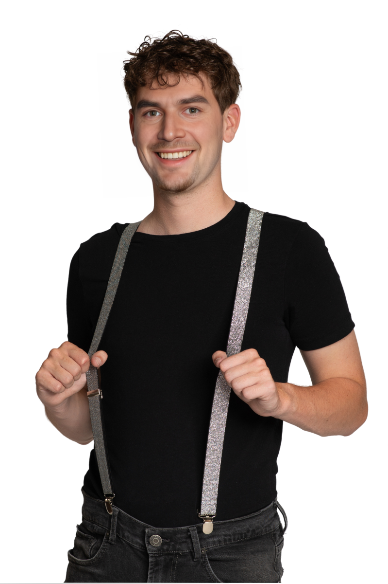 Metallikiiltoiset henkselit, hopea