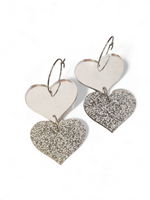 Ruffle Army korvakorut Double Heart, silver