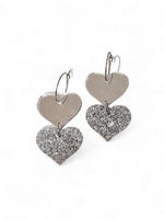 Ruffle Army korvakorut Double Heart, silver