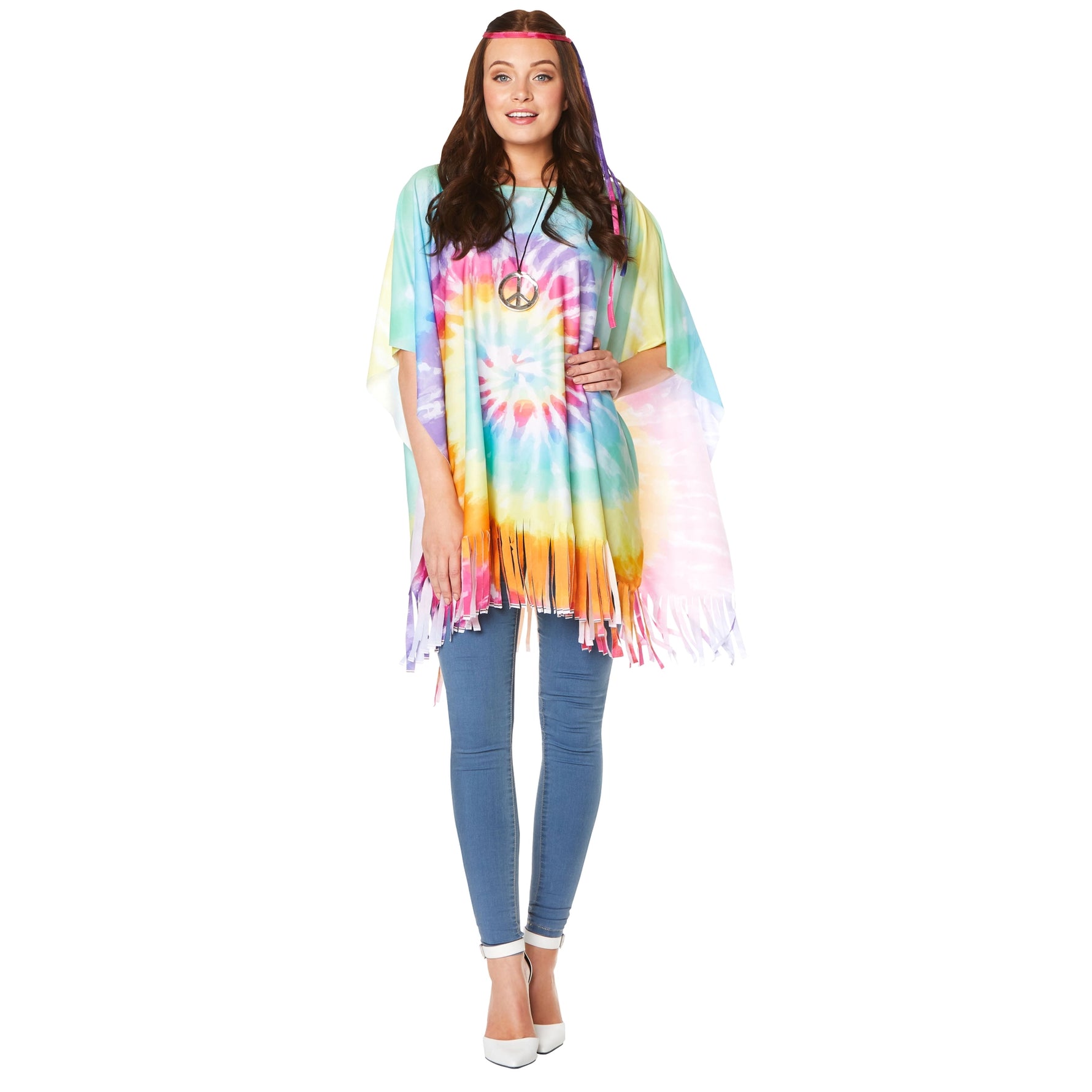Poncho + päänauha Tie Dye