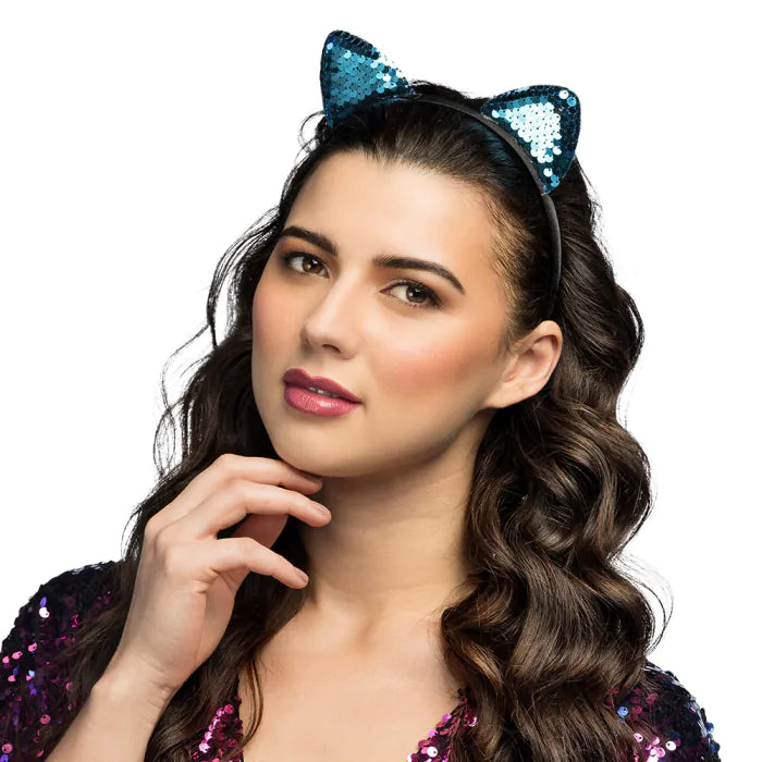 Kissapanta paljeteilla, turkoosi