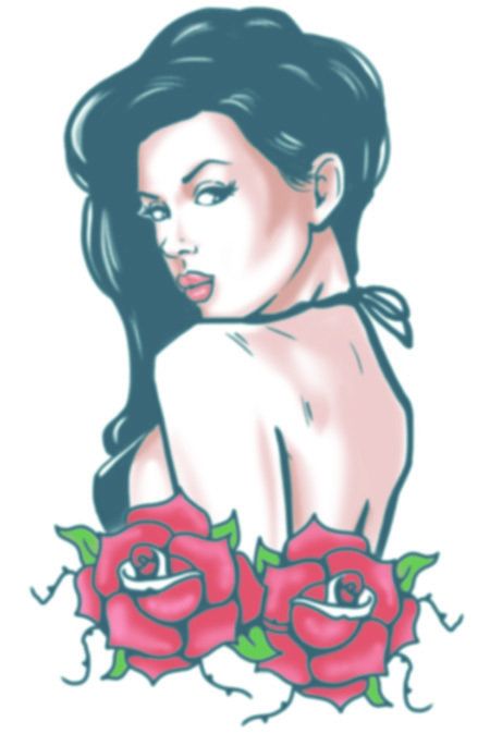 Siirtokuvatatuointi Pin-up Rose