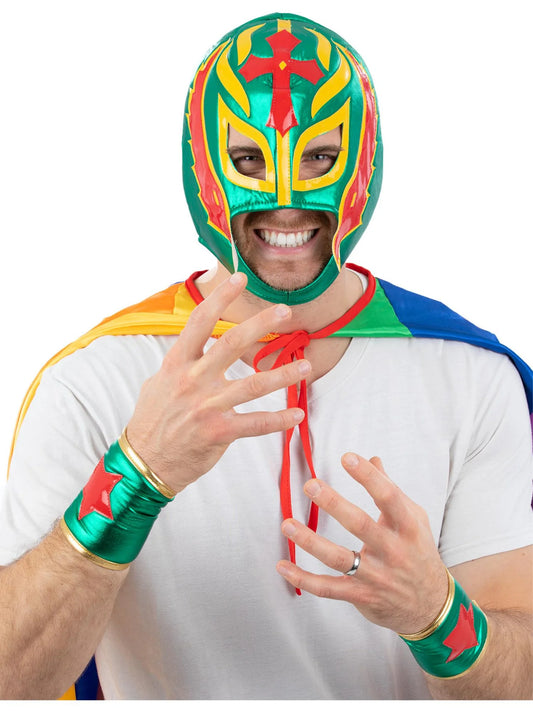 Mexican Wrestler - Showpainijan setti (päähine ja rannekkeet)