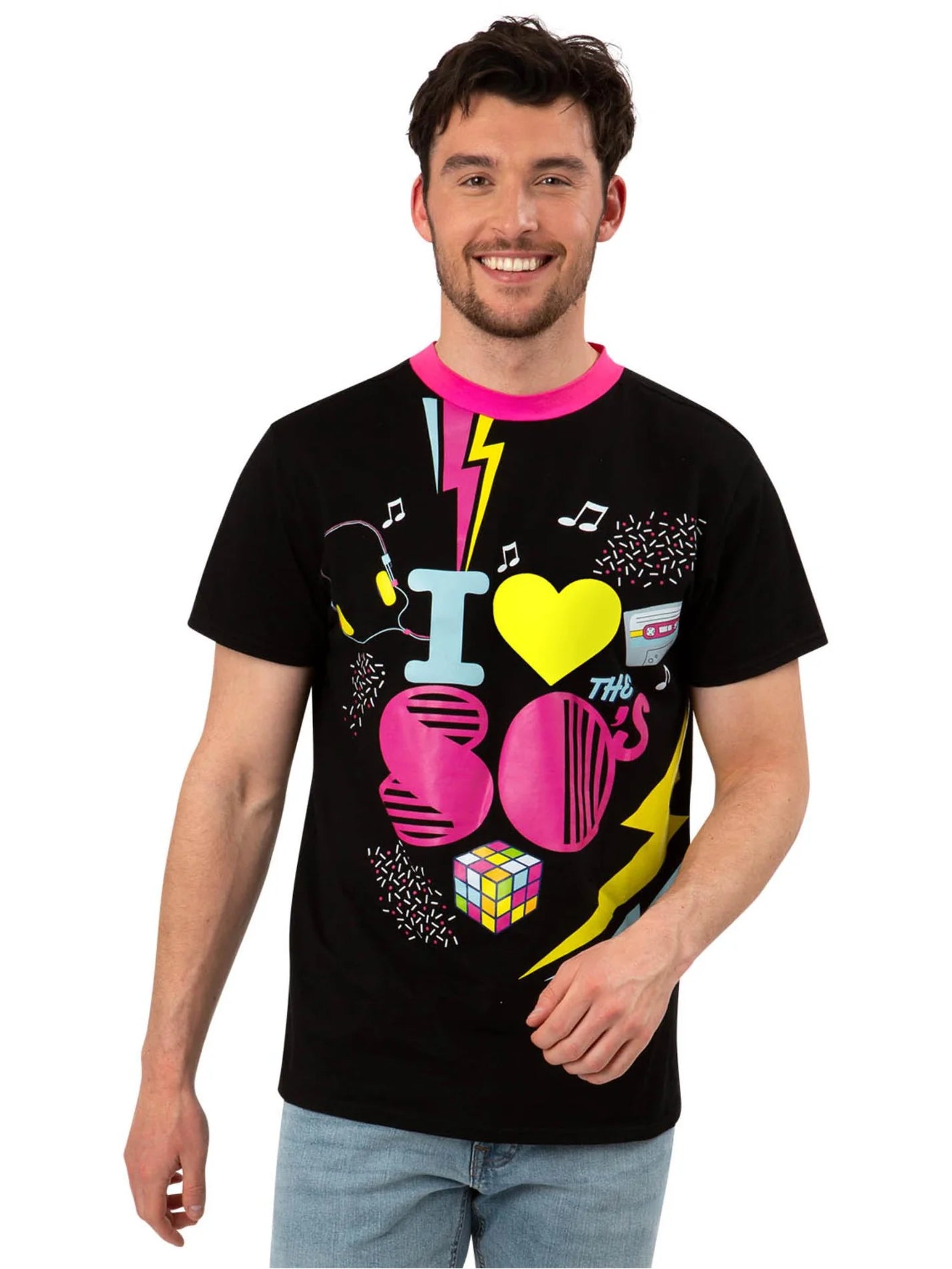 T-paita I love the 80's, musta