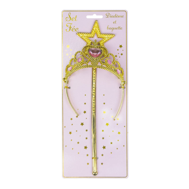 Prinsessan tiara + taikasauva, kulta