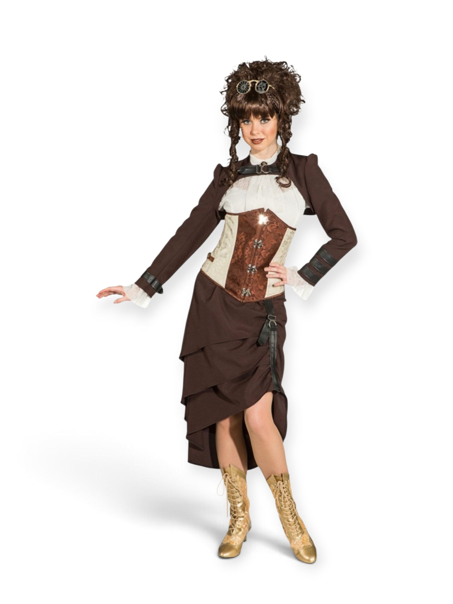 Steampunk-henkinen kerrostettu hame, ruskea