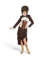 Steampunk-henkinen kerrostettu hame, ruskea