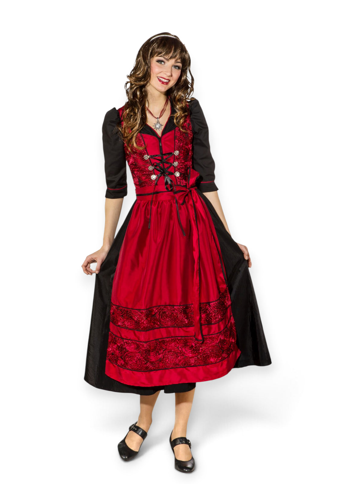 Dirndl-asu pitkällä helmalla Marjorie (paita, mekko ja essu)