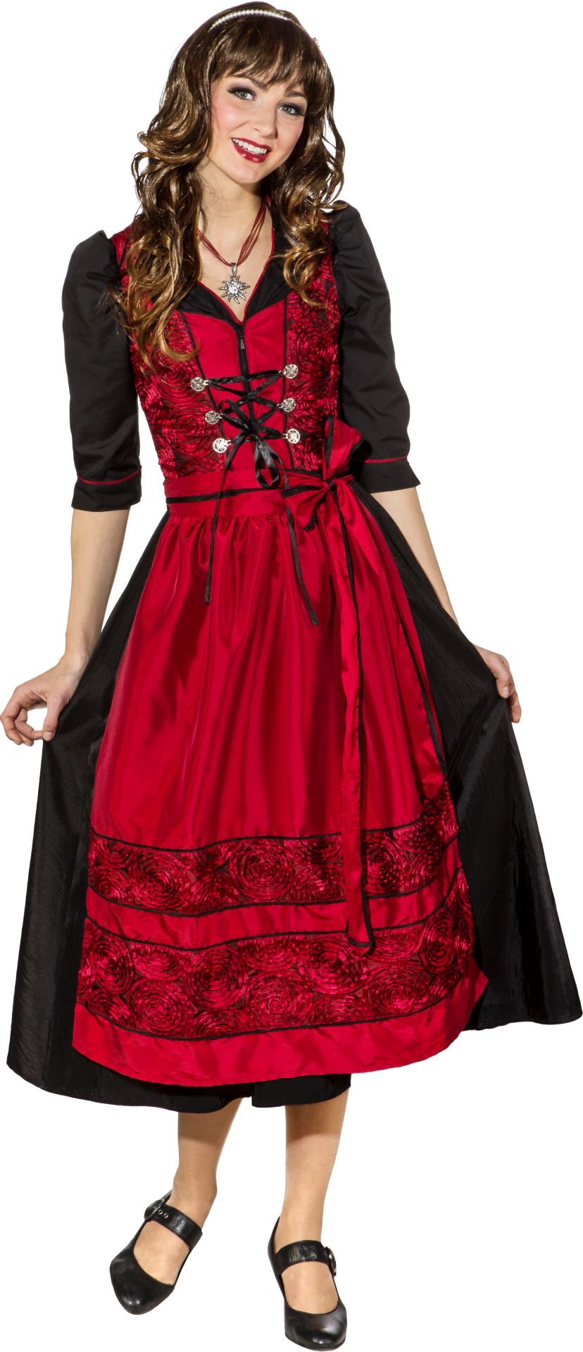 Dirndl-asu pitkällä helmalla Marjorie (paita, mekko ja essu)