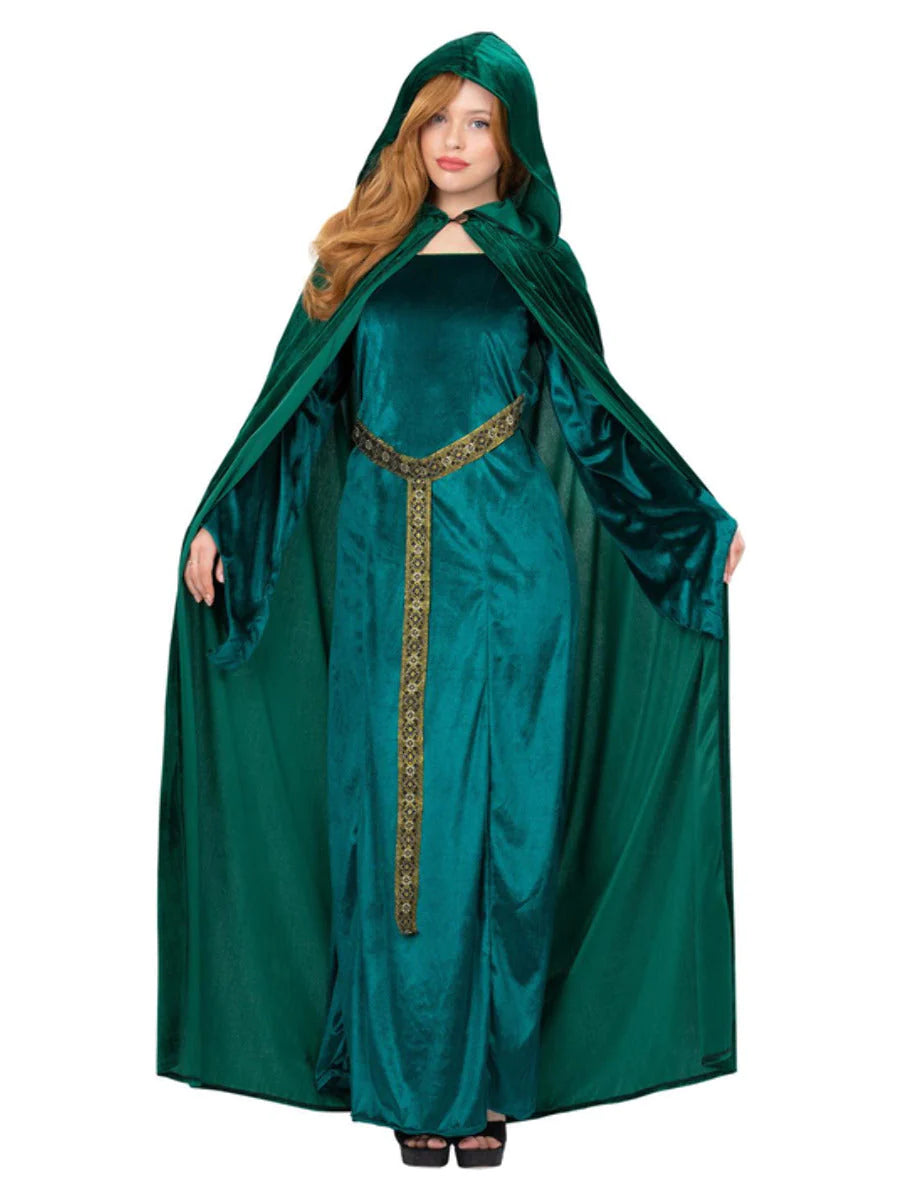 Samettinen huppuviitta Deluxe Emerald Green