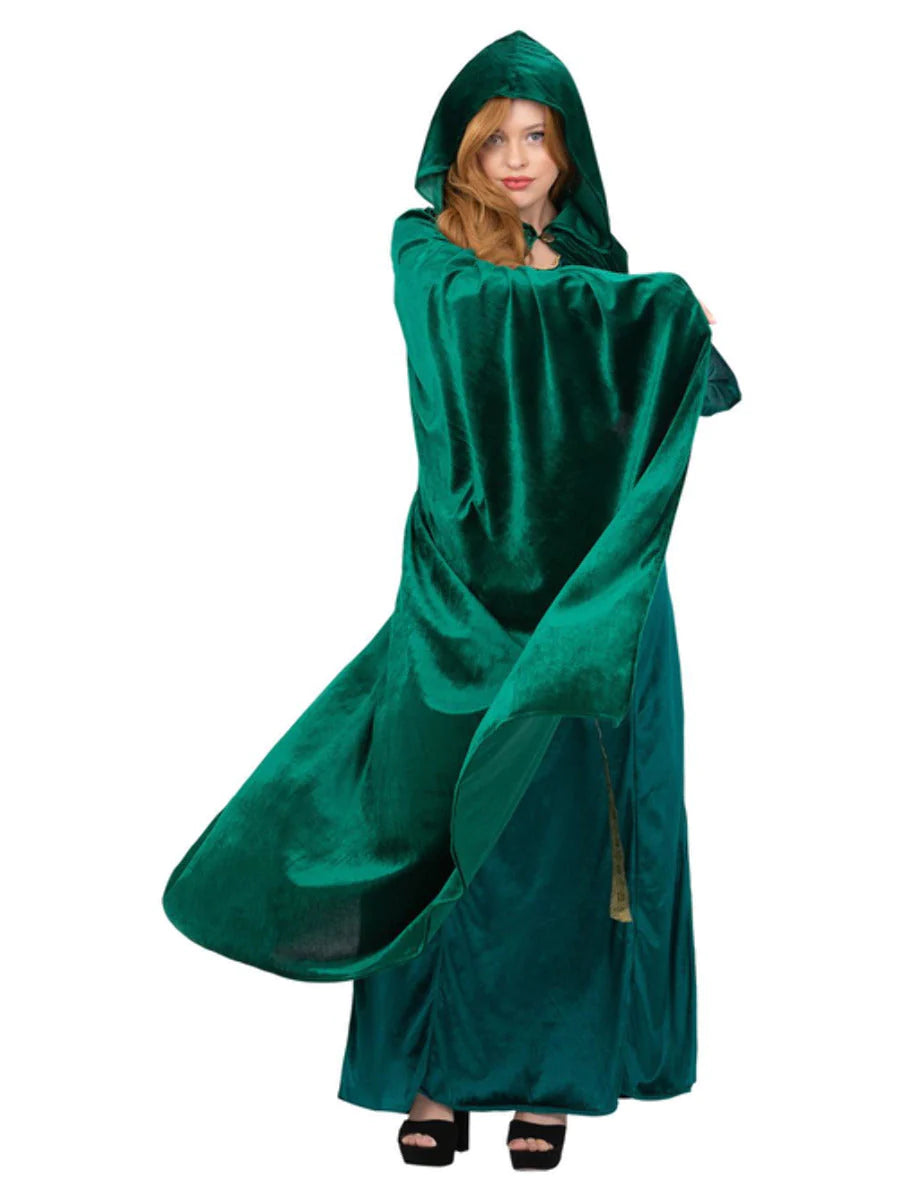 Samettinen huppuviitta Deluxe Emerald Green