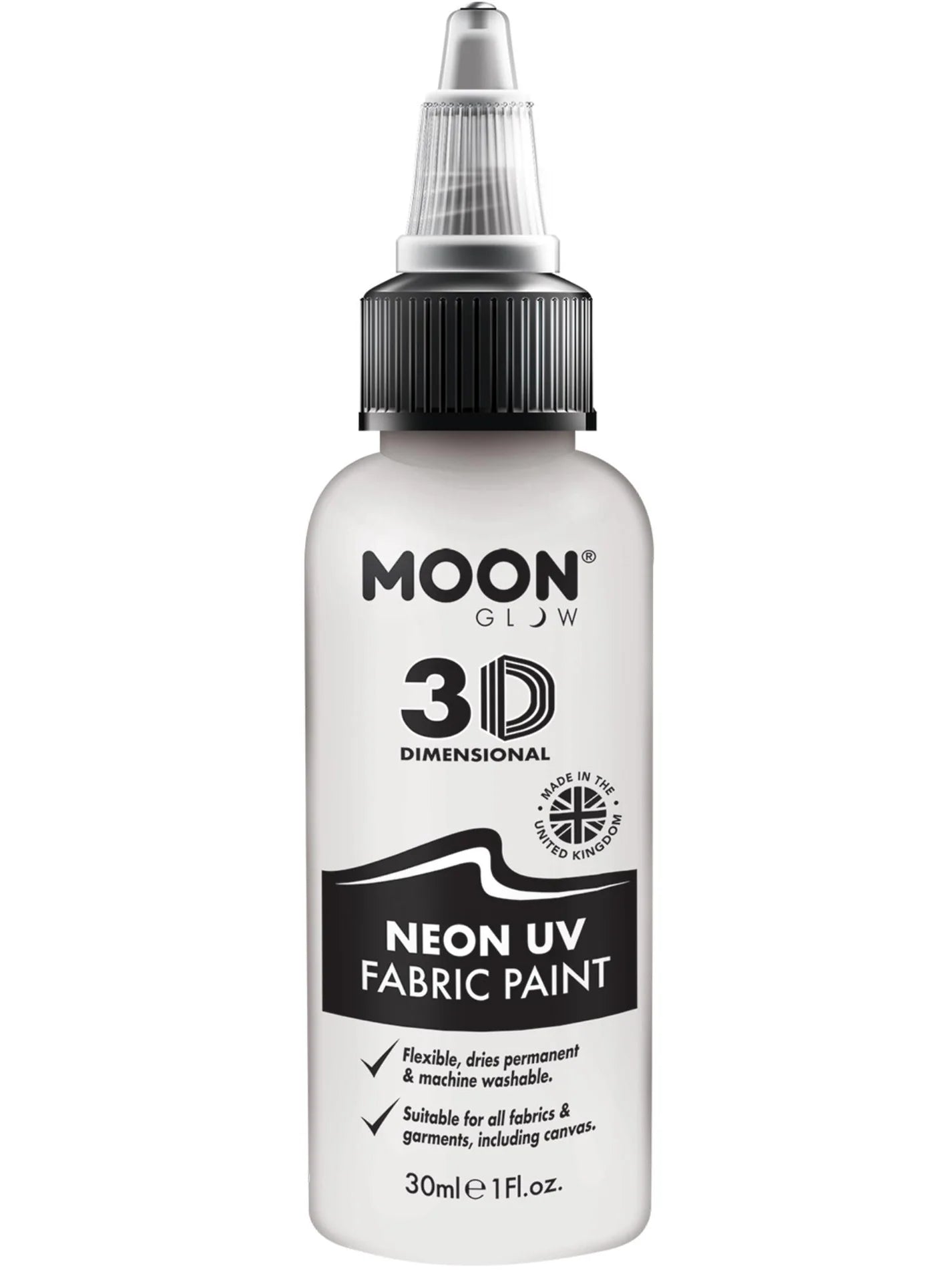 MoonGlow uv-valoissa hohtava 3D kangasmaali, valkoinen (UV)