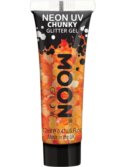 MoonGlow Neon UV Chunky Glitter Gel, neon orange (UV)