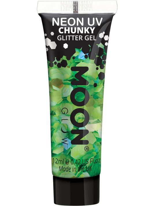 MoonGlow Neon UV Chunky Glitter Gel, neon green (UV)