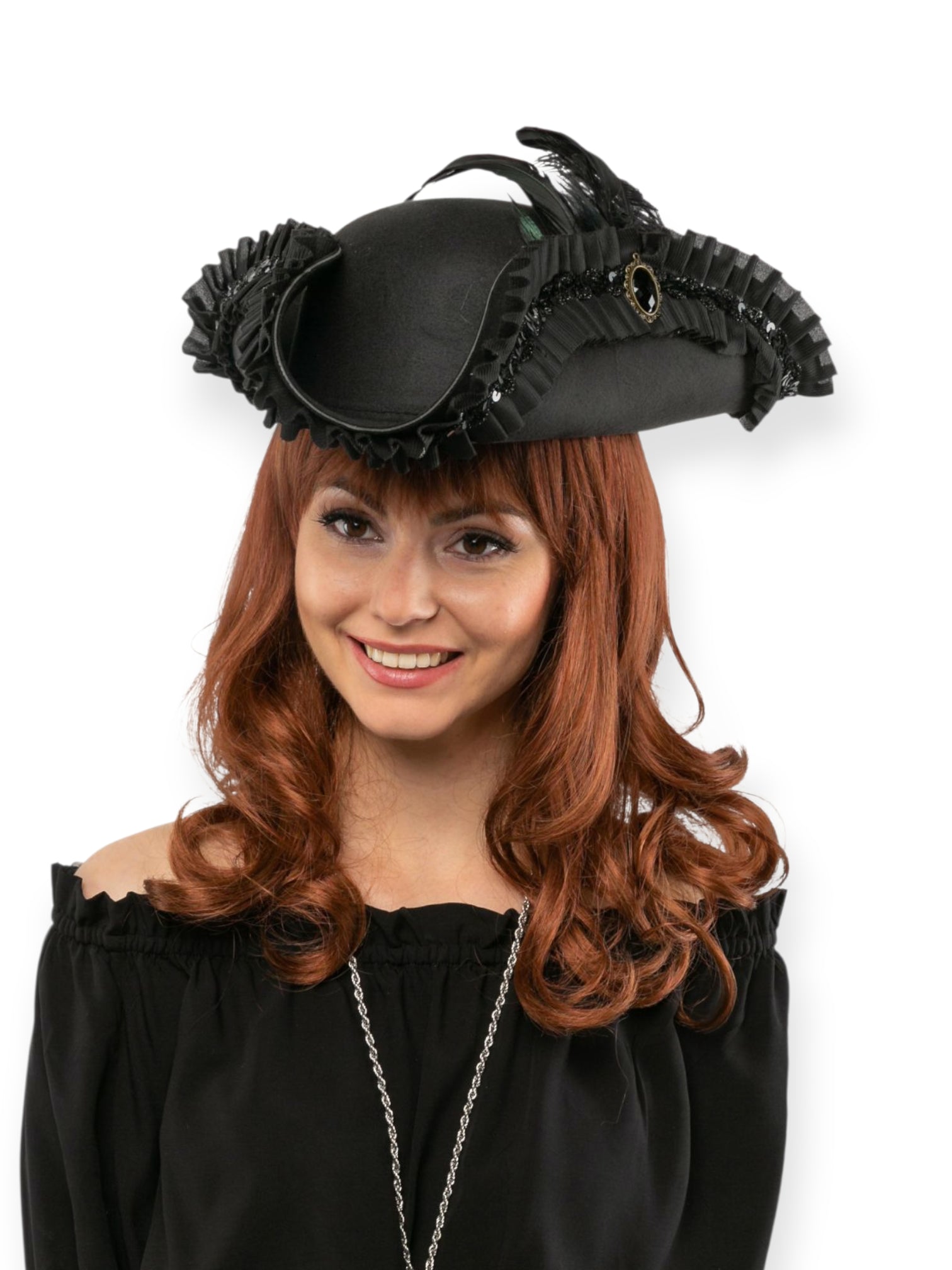 Kolmikolkkahattu Steampunk Pirate, musta