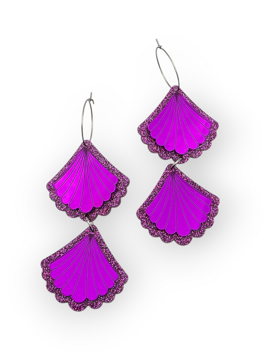 Ruffle Army korvakorut Double Shiny Seashell, magenta