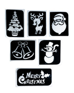 Tarrakiinnitteinen sapluunasetti Merry Christmas (6kpl lajitelma)