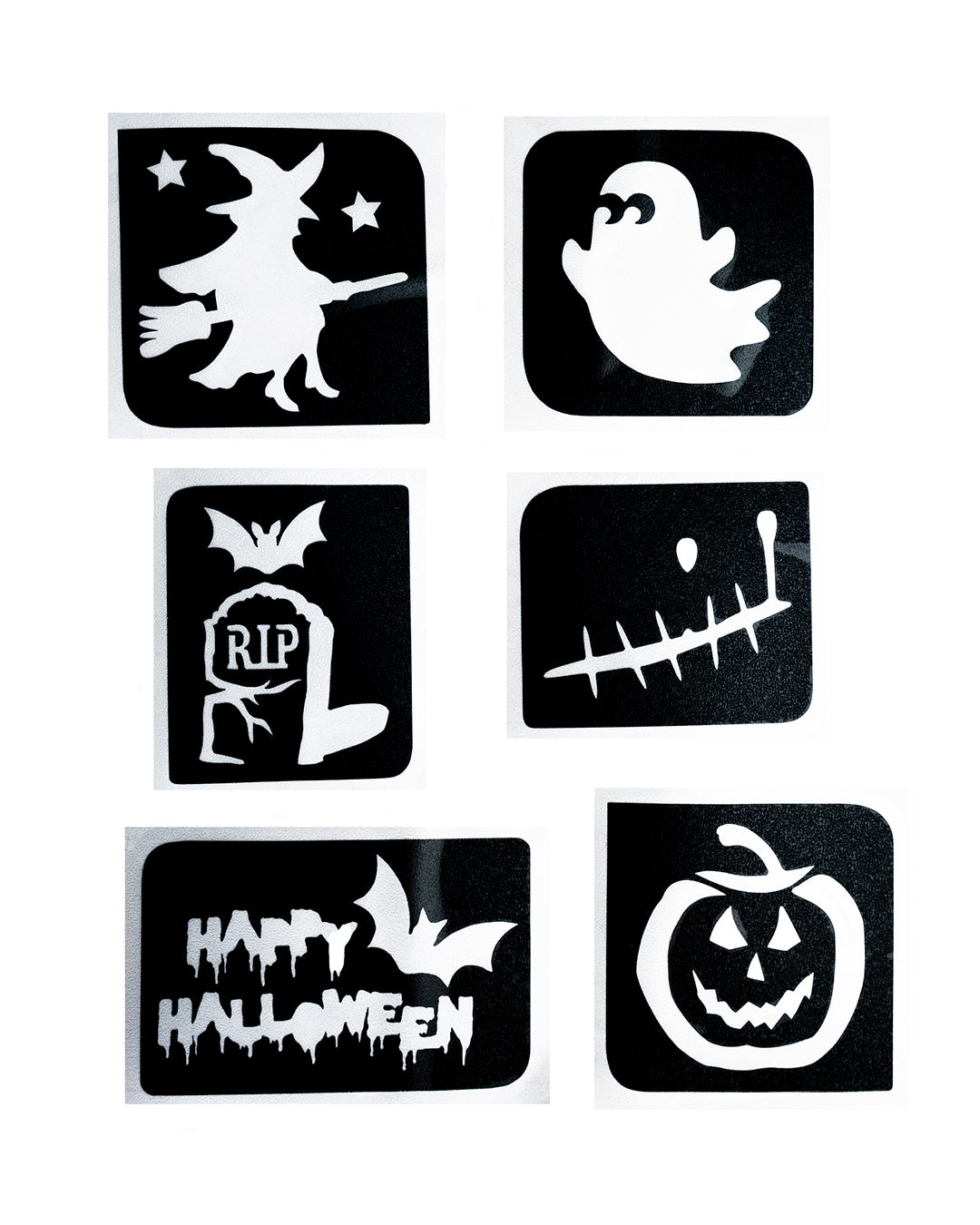 Tarrakiinnitteinen sapluunasetti Halloween (6kpl lajitelma)