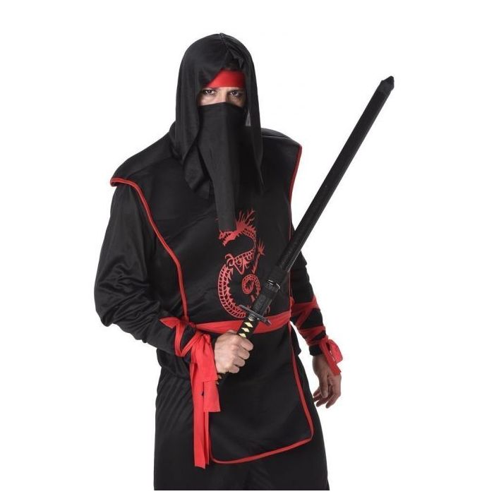 Ninjan asukokonaisuus (naamio, huppari, liivi, housut ja lisäosat)