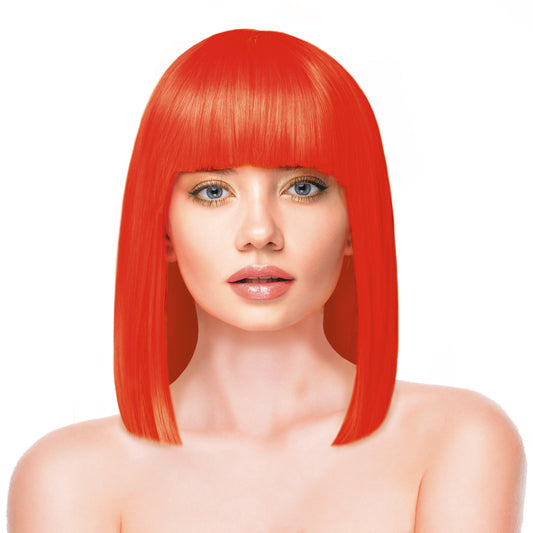 Peruukki pitkä polkka Crazy, kirkkaanpunainen