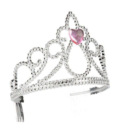 Hopeanvärinen tiara Pink Heart
