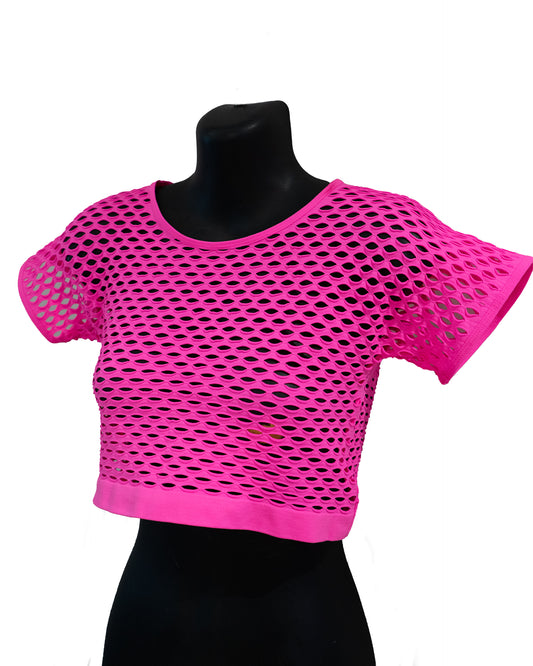 Joustava verkkotoppi, neonpinkki (UV)