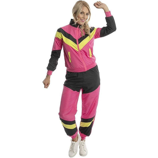 80-luvun tuulipuku, pinkki + musta