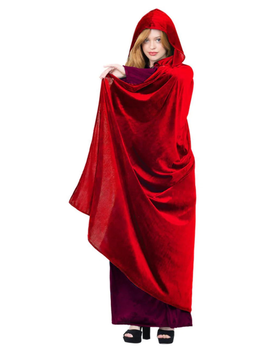 Samettinen huppuviitta Deluxe Garnet Red