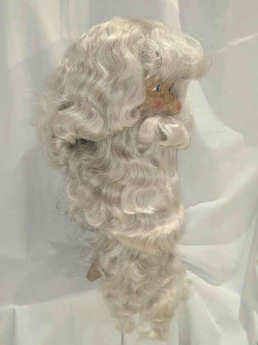 Joulupukin parta, peruukki ja kulmakarvat Vintage Deluxe, luonnollinen harmaanvaalea