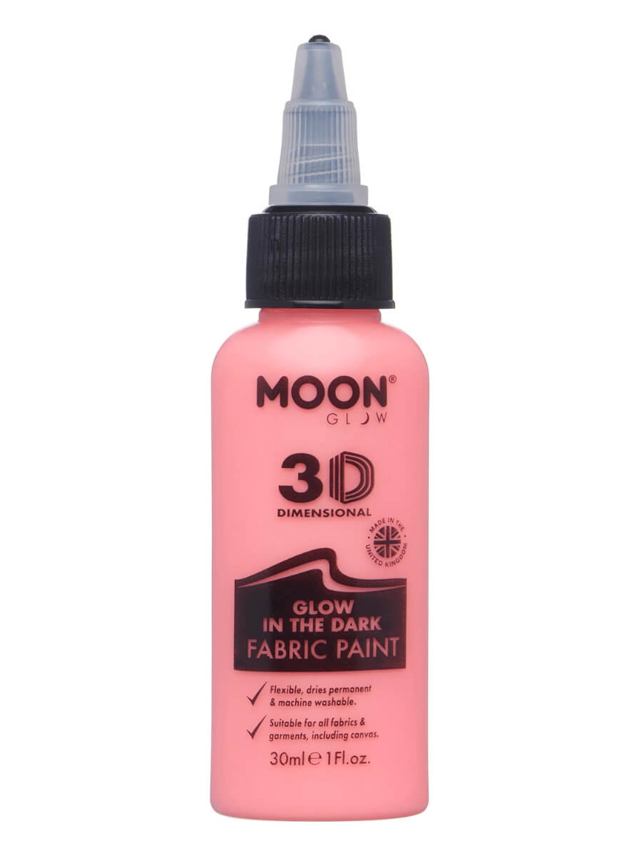 MoonGlow pimeässä hohtava 3D kangasmaali, vaalea koralli (glow in the dark & UV)