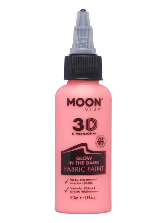 MoonGlow pimeässä hohtava 3D kangasmaali, vaalea koralli (glow in the dark & UV)