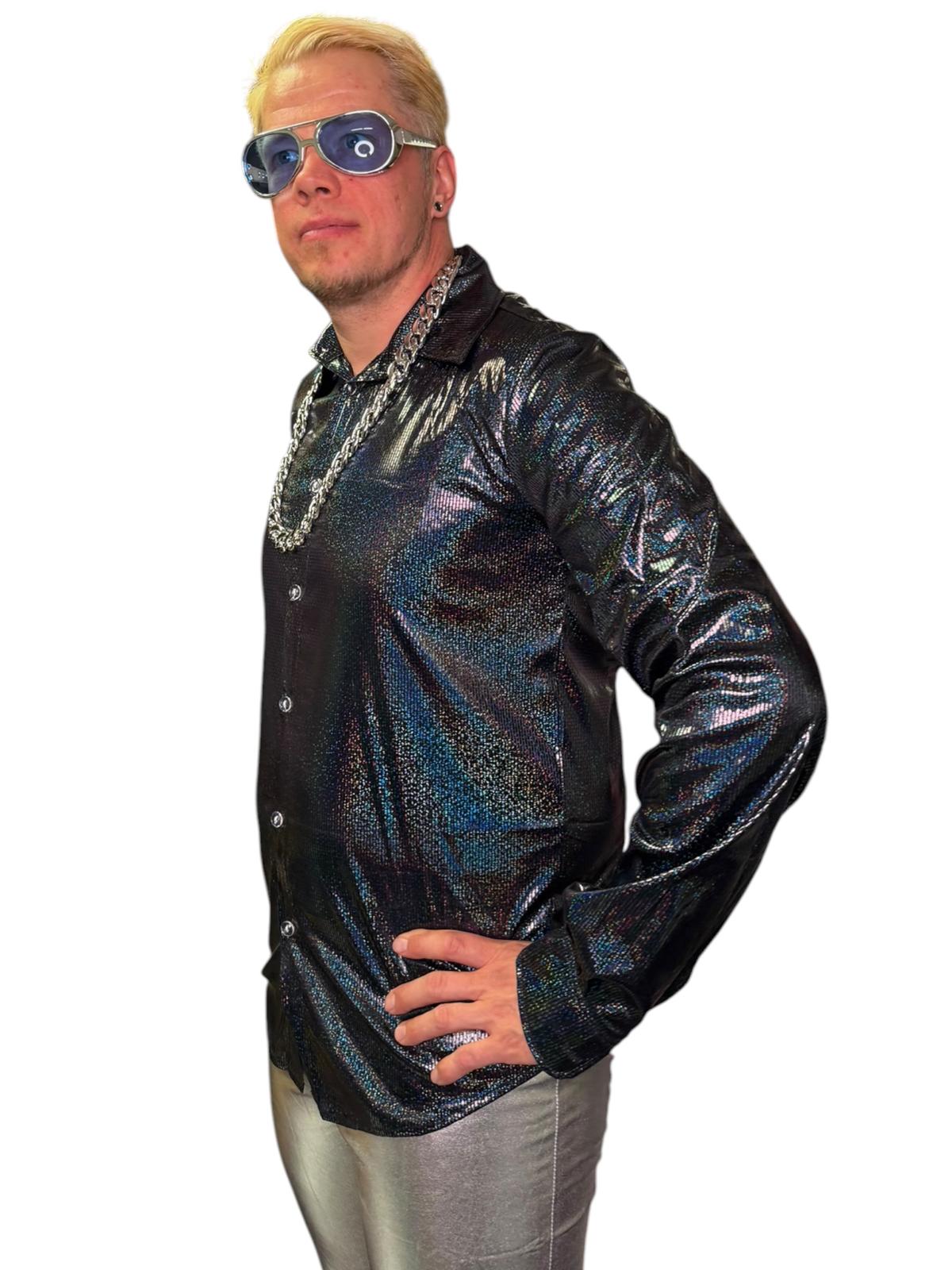 Kimaltava bilepaita Disco Star, musta