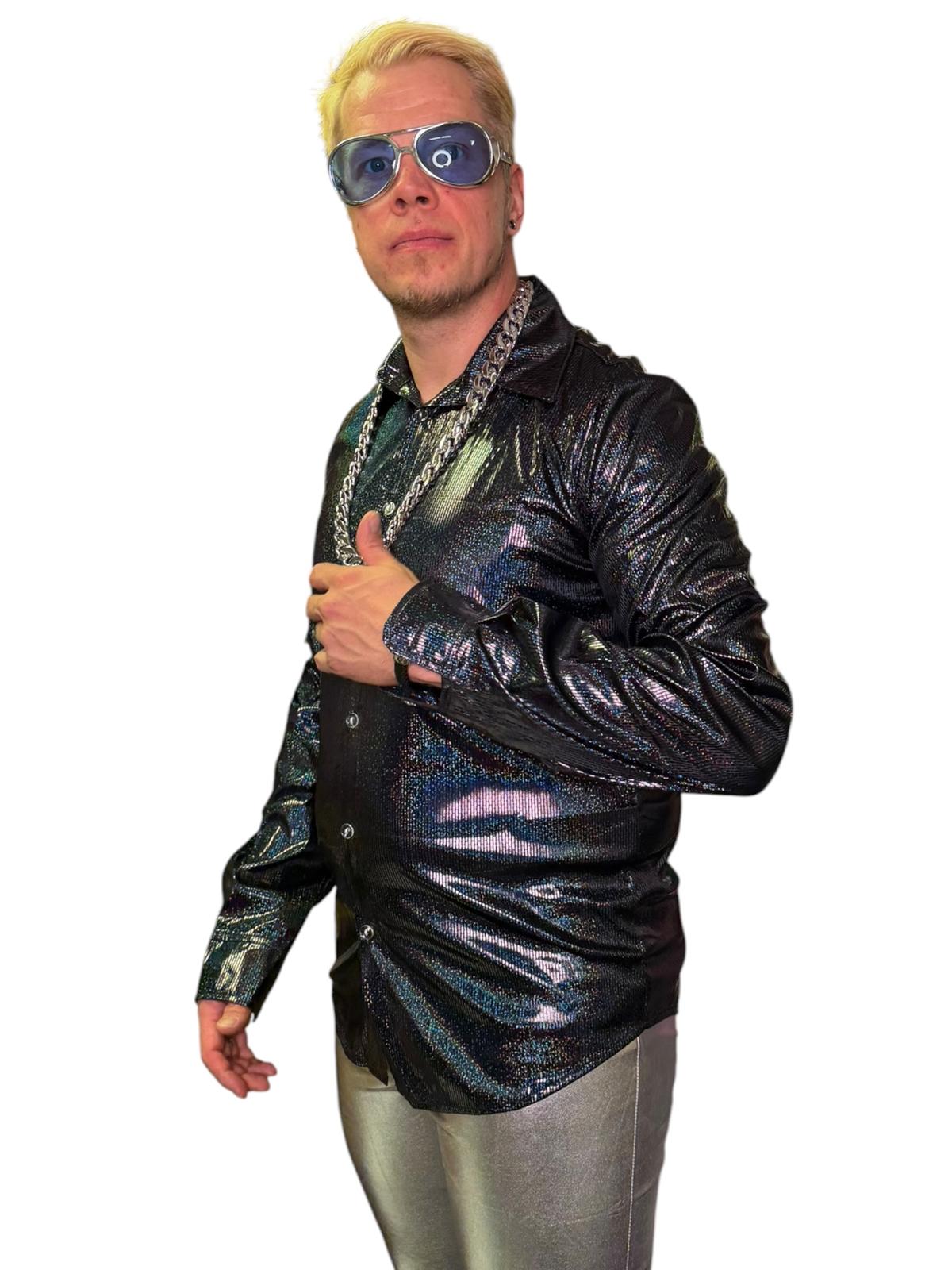 Kimaltava bilepaita Disco Star, musta