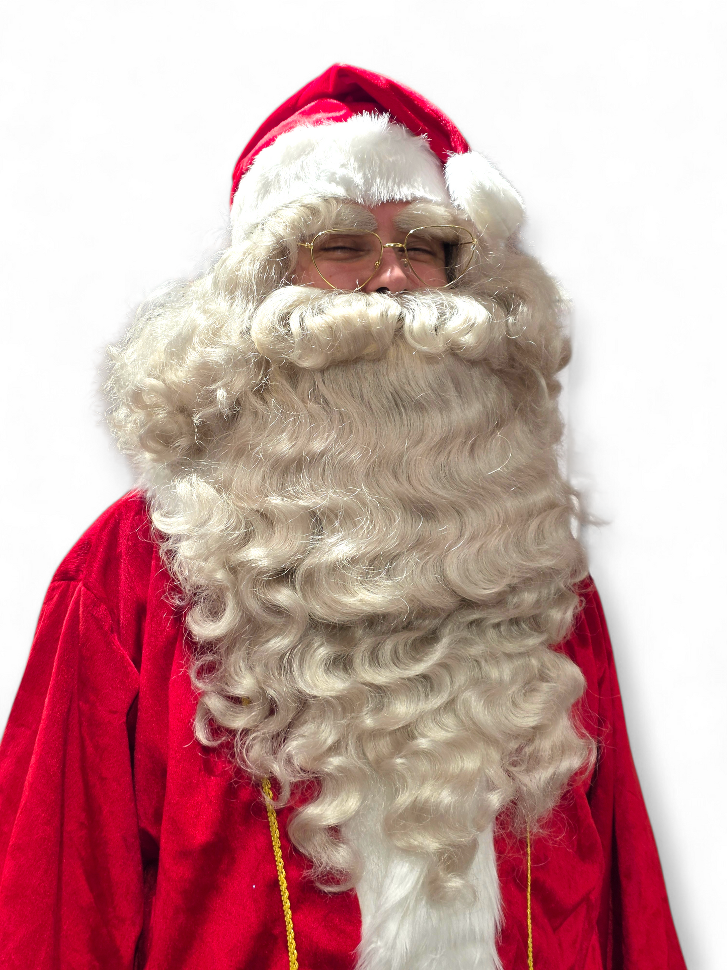 Ammattilaistasoinen joulupukin mantteli kultakirjailulla (+ vyö ja lakki) Deluxe