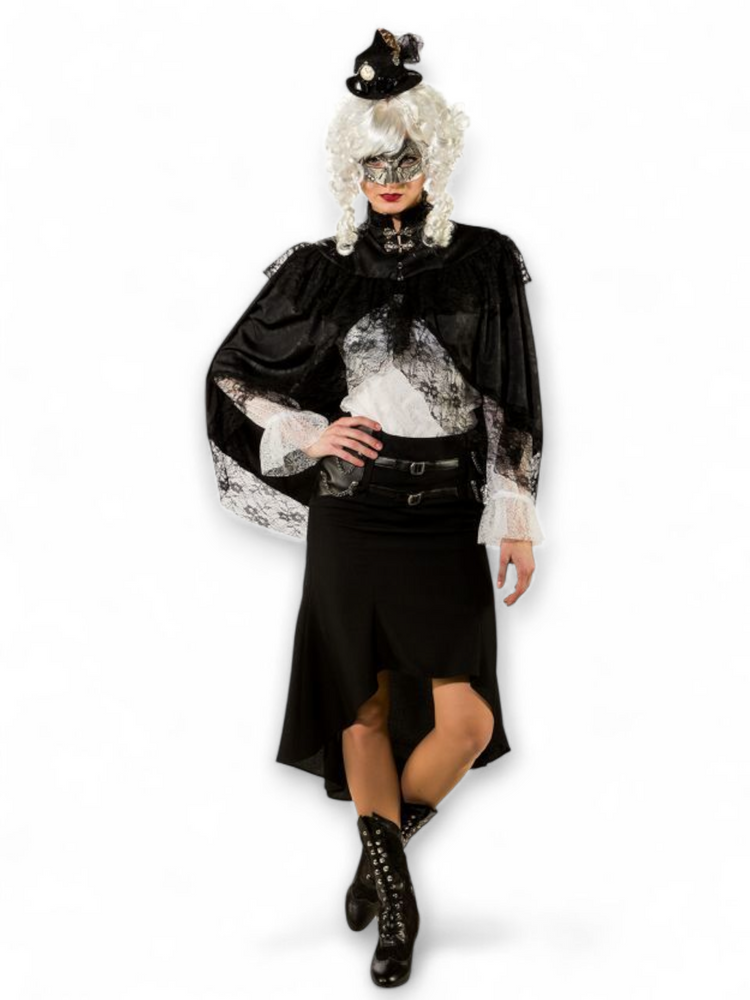 Steampunk viitta pitsillä, musta