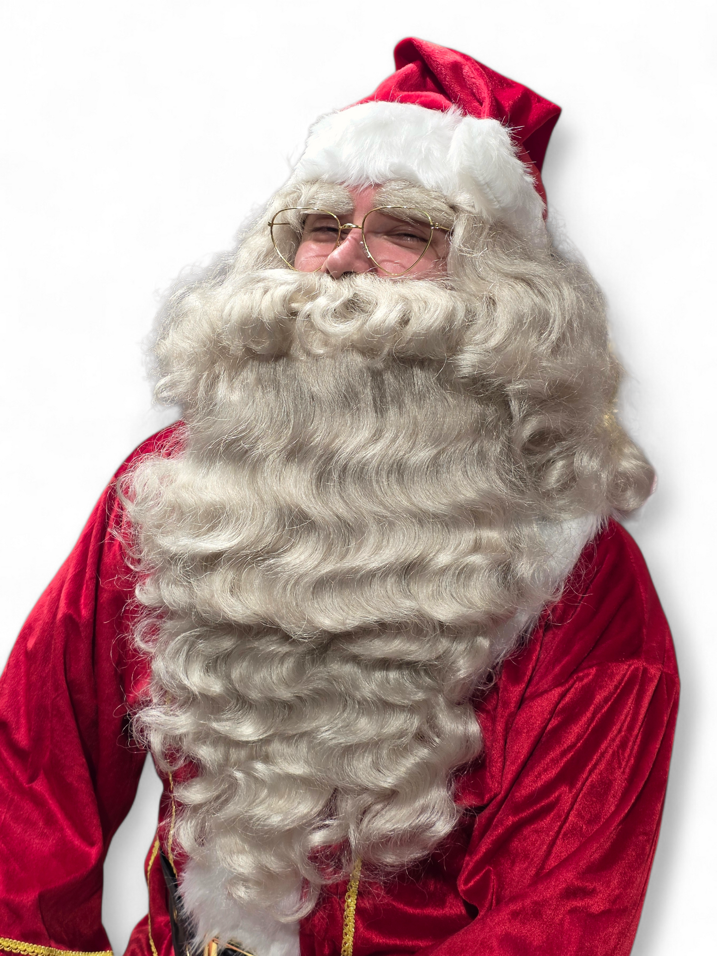 Ammattilaistasoinen joulupukin mantteli kultakirjailulla (+ vyö ja lakki) Deluxe